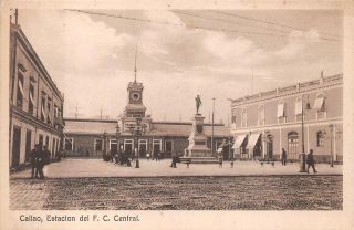 Callao Estacion De F.  C.  Central Train Depot Peru Postcard (c.  1920)