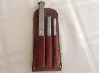 Vintage (3) Piece Craftsman Small Chisel Set With Leather Sheath