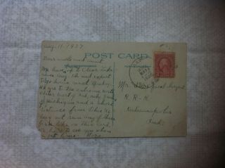 1927 Postcard Jacob Sargent Indianapolis Indiana Us With Two 2 Cents Stamp