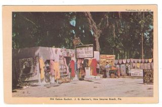Vintage 1950 Old Oaken Bucket Roadside Fruit Stand Smyrna Beach Florida Pc