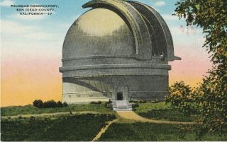 Palomar Observatory San Diego Ca Vintage Color Litho Postcard
