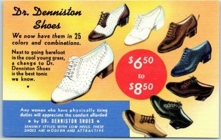 1939 Wisconsin Linen Advertising Postcard Dr.  Denniston Shoes Dyer 