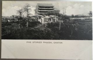 Rare China Canton Five Storied Pagoda By M Sternberg Hong Kong Postcard C1910