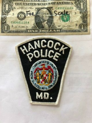 Hancock Maryland Police Patch Un - Sewn Great Shape