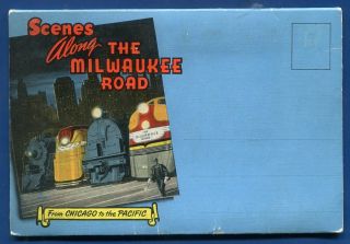 Scenes Along The Milwaukee Road Railway Railroad Train Postcard Folder