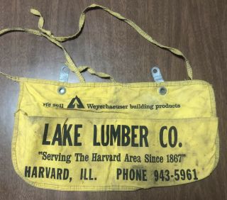 Vintage Nail Apron Lake Lumber Co.  Harvard Illinois - Weyerhaeuser Advertising