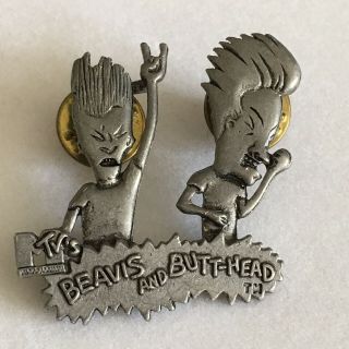 Vintage Beavis And Butthead Metal Pin 1993 Mtv Rock N Roll A314