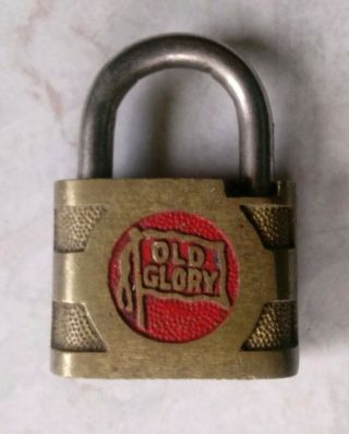 Vintage Old Glory Brass Padlock Lock No Key