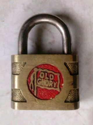 Vintage Old Glory Brass Padlock Lock No Key 2