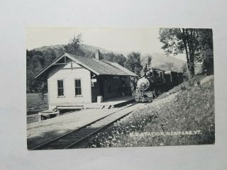 Vintage Real Photo Postcard Railroad Station Newfane Vermont Vt