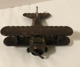 Vintage Die - Cast Metal Miniature Bi Plane Pencil Sharpener