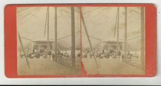 Stereoview Of The Inside Of Large Tent Oak Bluffs Martha 