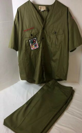Vintage Boy Scout Uniform Short Sleeve Shirt And Pants Patches 1970s Alabama