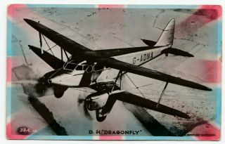 First De Havilland Dh.  90 Dragonfly G - Adna 1935 - 42 Valentine Patriotic Rppc