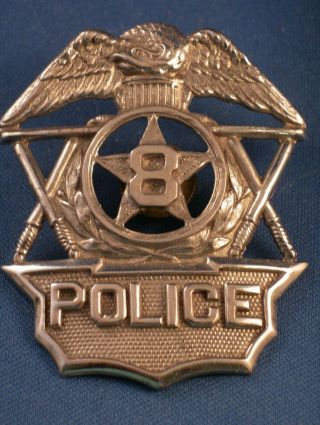 Police Department Hat Piece " 8 " Badge - Old Style