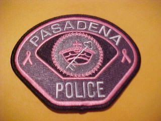 Pasadena California Breast Cancer Police Patch Shoulder Size Pink