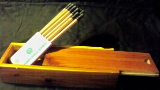 Wood Sliding Pencil Box With 11 2hb Pencils From General Pencil Company Wooden