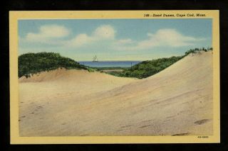 Massachusetts Linen Postcard Cape Cod Provincetown,  Ma Sand Dunes Curt Teich