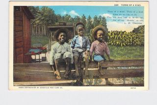 Antique Postcard Black Americana Three Of A Kind Poem L.  M.  Thornton