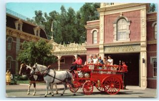 Disneyland Fire Department Chemical Wagon Main Street Station 1950s Postcard A44