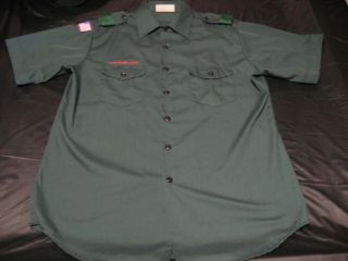 Official Bsa Boy Scout Venturing Mens L (16 - 16 1/2 ") Green Uniform Shirt