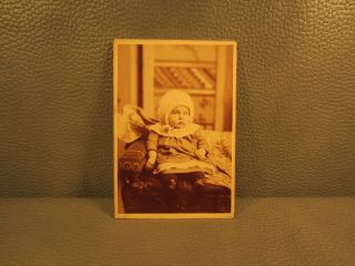 Victorian Antique Cabinet Card Photo Of Baby Girl.