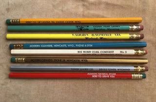 8 Vintage Advertising Lead Pencils Wyoming Towns&businesses Bowl Coal Etc