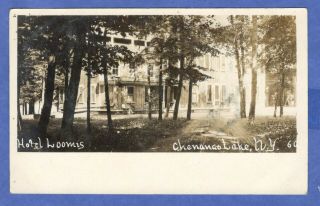 Chenango Lake,  Ny,  Hotel Loomis,  Rppc Real Photo Postcard Early 1900s
