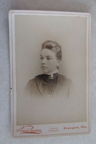 Vv209 Vintage Cabinet Card Photo Photograph Pretty Woman Profile Freeport Il Ill