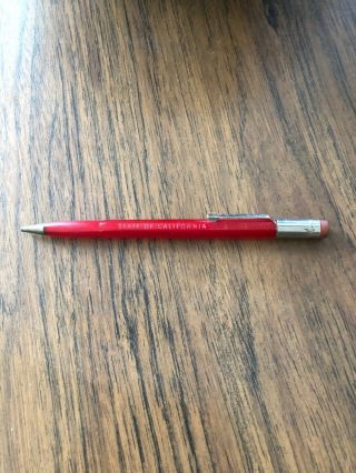 Vintage Scripto Translucent Red Lead State Of California Mechanical Pencil