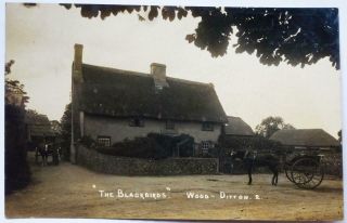 The Blackbirds Pub Wood - Ditton Cambs Early Real Photo Postcard