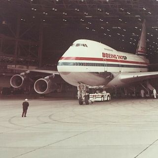 Vintage Picture 11 " X 8 " Boeing Airplane 747 Sp & Employees