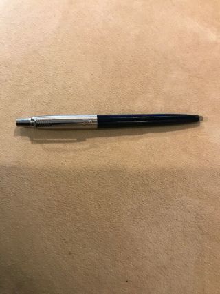 Vintage 1987 Pe Navy Blue Stainless Steel Cap Parker Jotter Ballpoint Pen Usa