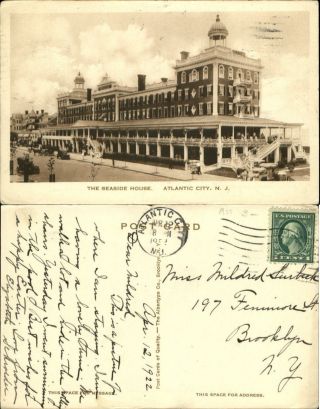 The Seaside House Atlantic City Jersey Nj Sepia Mailed 1922