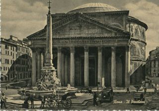The Pantheon In Rome,  Italy Vintage Real Photo Postcard