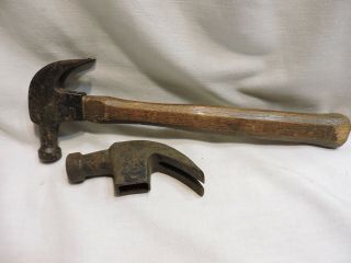 2 Vintage Claw Hammer Heads - 1 Lb 3 Oz & 1 Lb 3 Oz W/handle