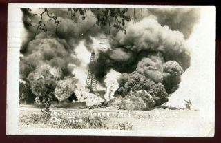 Corsicana Tx Rppc Oil Well Fire Disaster Mitchell - Jones No.  1 On Fire Awesome