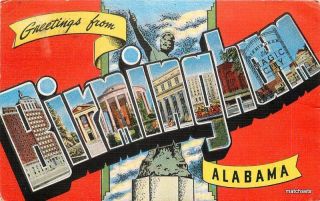 1952 Birmingham Alabama Large Letters Multi View Kropp Linen Postcard 6794