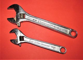 Crescent Wrench Set 6 " & 8 " Smooth Gears With Full Travel - Made In Usa