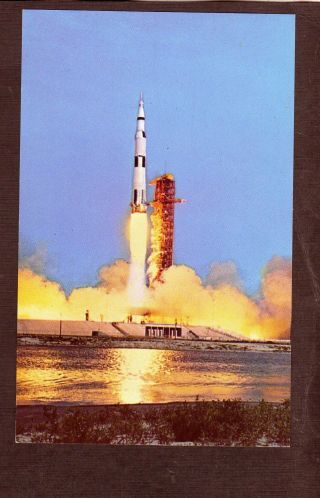 F854 Chrome Postcard 3x5 Apollo 11 Moon Landing Jfk Space Center Fl