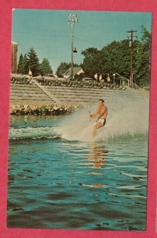 Minocqua Wisconsin Min - Aqua Bats Water Ski Skiing Shows 1964 Postcard Wi