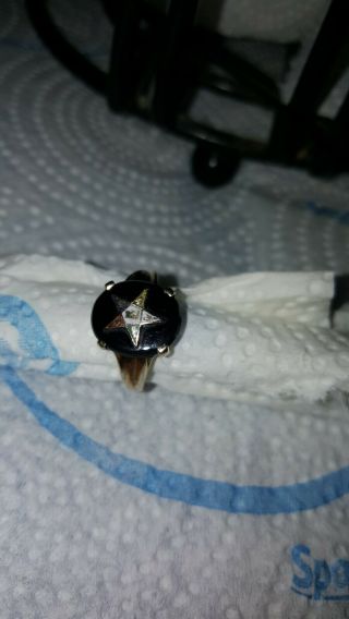 Antique Yellow Gold Black Onyx Order Of Eastern Star Ladies Ring