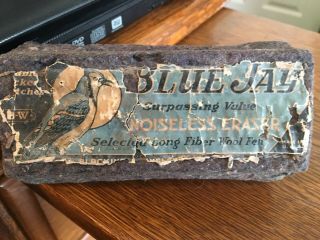 Rare Old Blue Jay Chalkboard Eraser Surpassing Value Noiseless Wool Fiber Felt