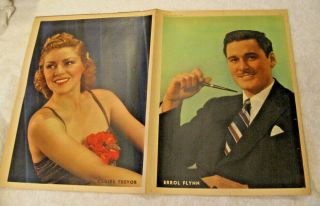1937 Ny Sunday News Errol Flynn Claire Trevor Color Photos 1930s Movie Stars
