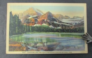 Josephine Lake & Gould Mountain,  Glacier National Park,  Linen Postcard
