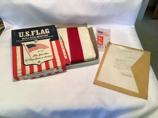 Vintage Bull Dog Bunting Flag Flown Over Capital 1969 With Papers 3’ X 5’ U.  S.