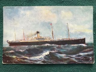 White Star Line Ship Ss Cretic Tuck Oilette Art Postcard Celebrated Liners 1909