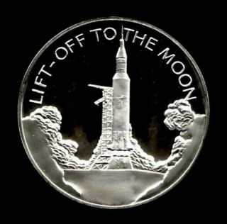 Apollo 13 Space Flown To The Moon Material Large Silver Coin - Lift - Off