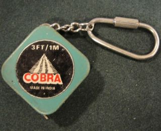 Vintage,  3 Foot,  Mini Cobra Keychain Tape Measure,  Made In India