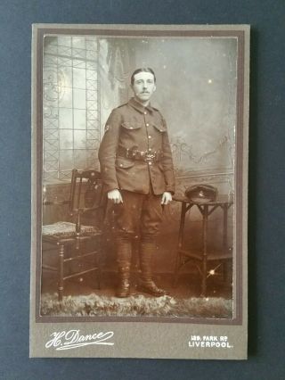 A Vintage Ww1 Cabinet Photograph Ramc Medic Soldier By H.  Dance,  Liverpool.